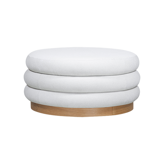 Storage Ottoman in Beige Fabric with Stylish Design