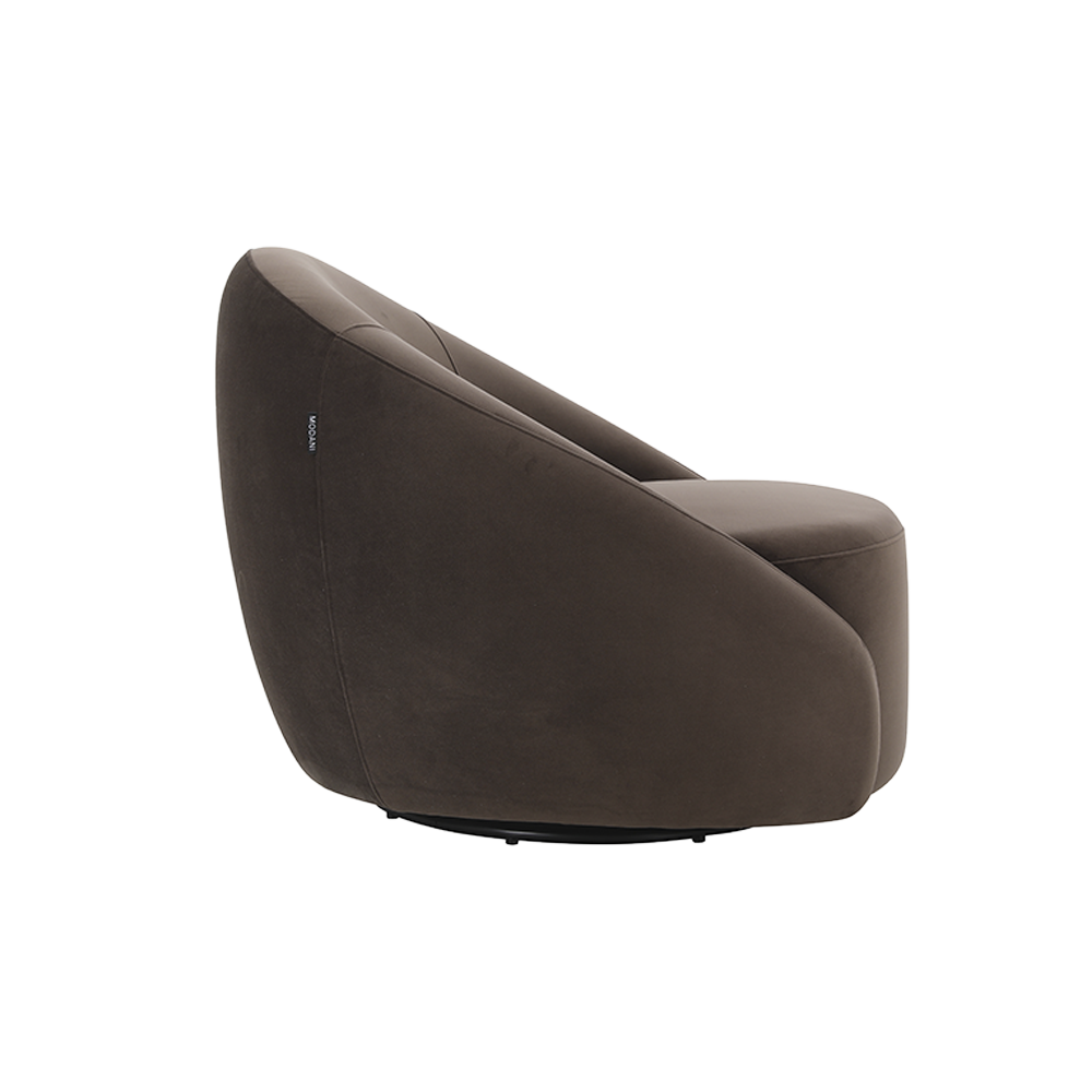 Lounge Chair in Dark Brown with Curved Back Design