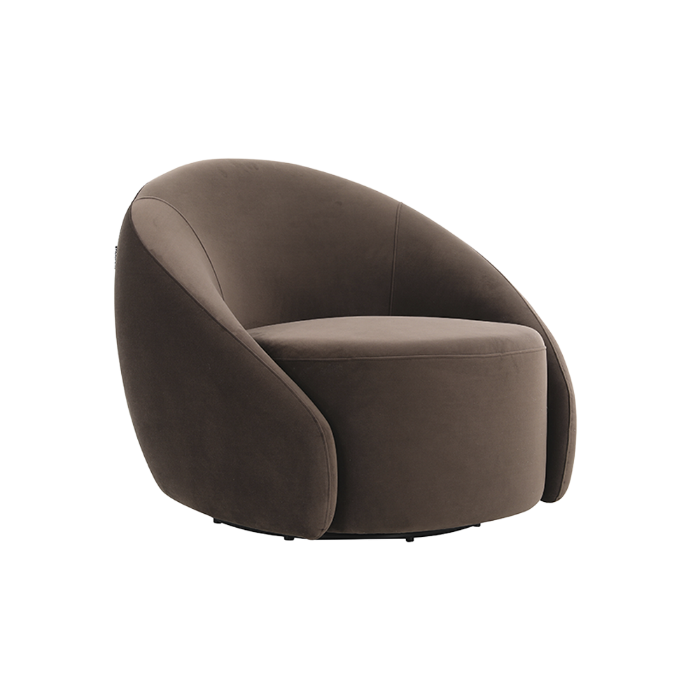 Lounge Chair in Dark Brown with Curved Back Design