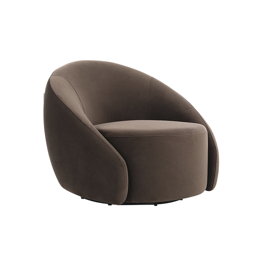 Lounge Chair in Dark Brown with Curved Back Design