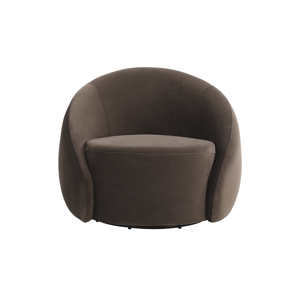 Lounge Chair in Dark Brown with Curved Back Design