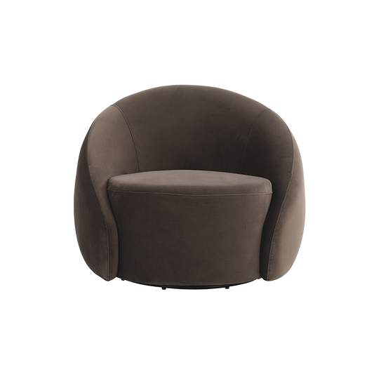 Lounge Chair in Dark Brown with Curved Back Design