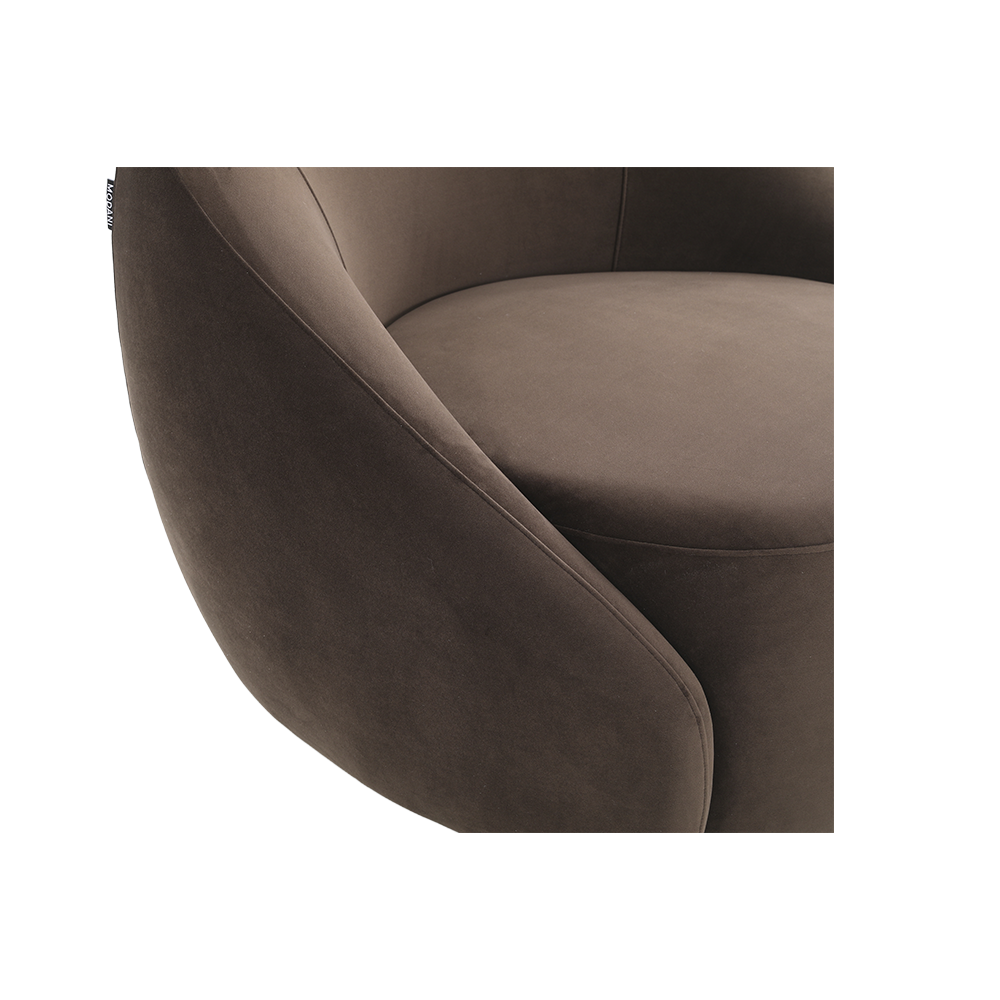 Lounge Chair in Dark Brown with Curved Back Design