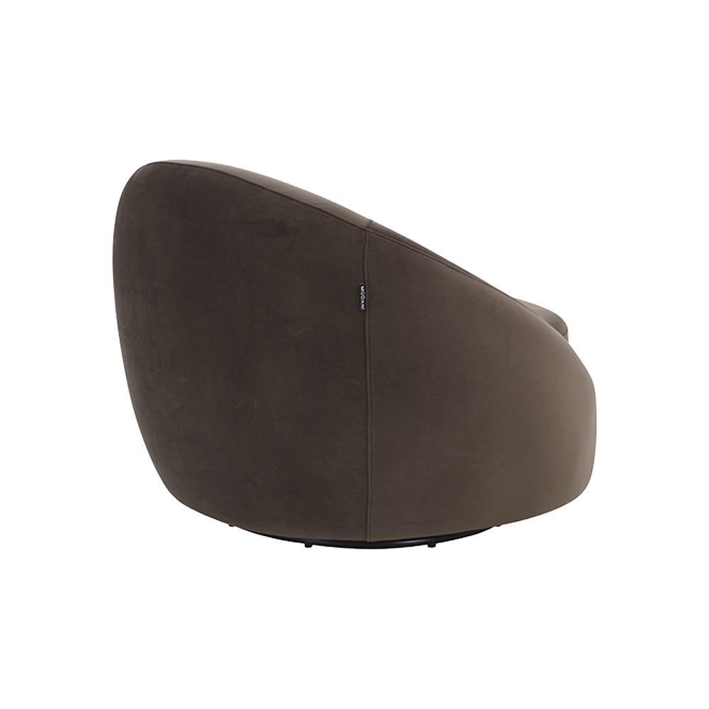Lounge Chair in Dark Brown with Curved Back Design