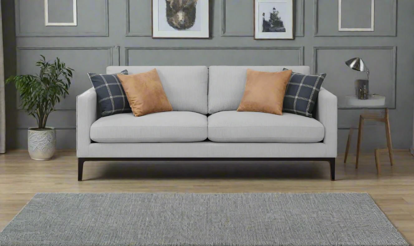 3-Seater Fabric Sofa with Track Arms in Gray