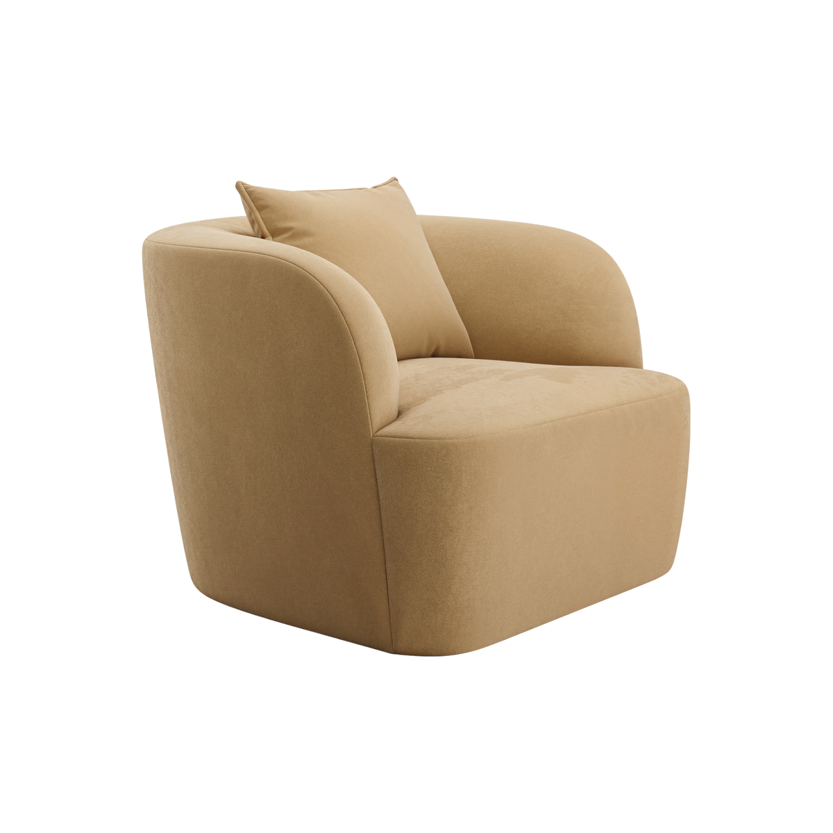 Lounge Chair in Camel Velvet with Curved Back Design
