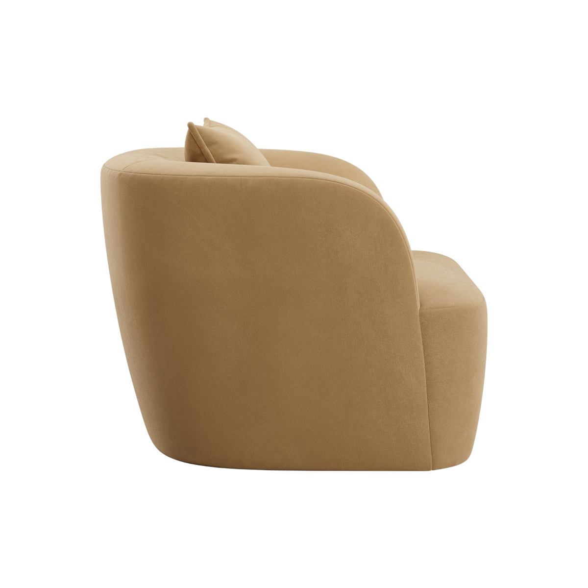 Lounge Chair in Camel Velvet with Curved Back Design