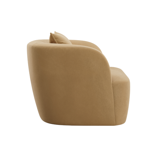 Lounge Chair in Camel Velvet with Curved Back Design