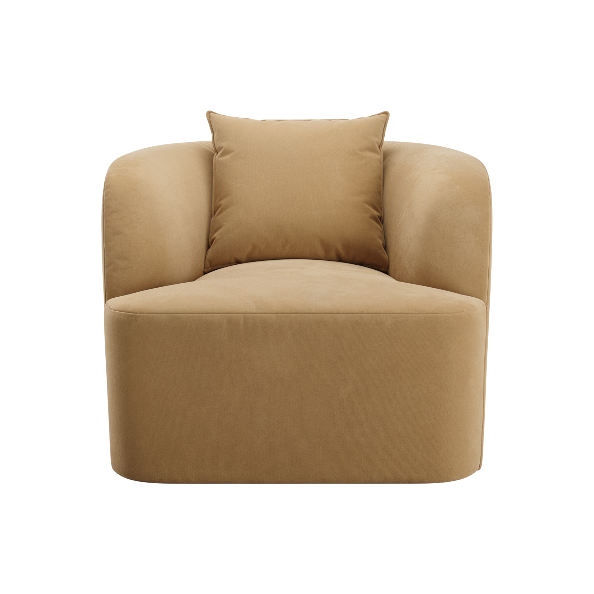 Lounge Chair in Camel Velvet with Curved Back Design