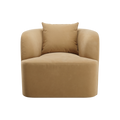Lounge Chair in Camel Velvet with Curved Back Design