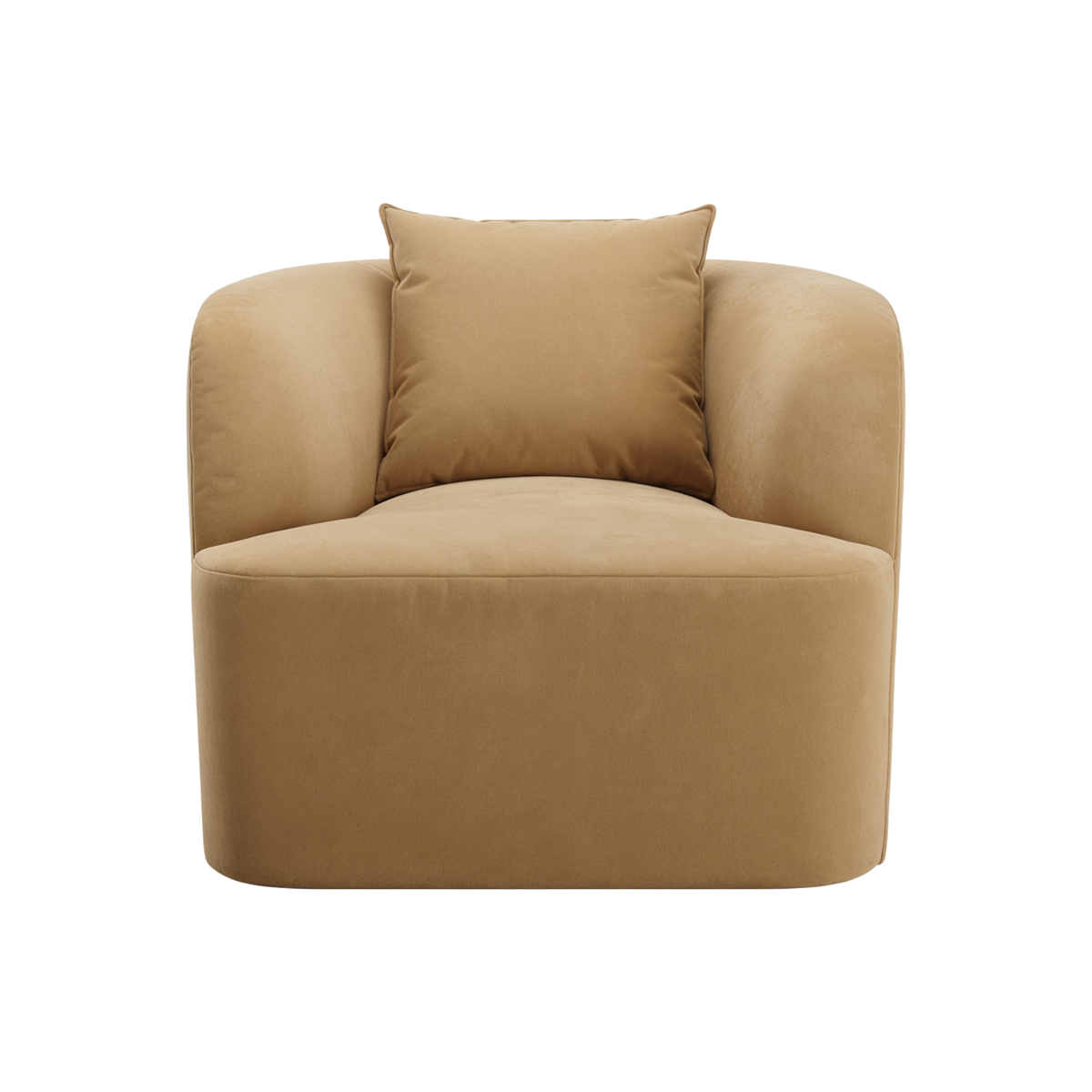 Lounge Chair in Camel Velvet with Curved Back Design