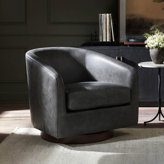 Modern Swivel Accent Chair with Soft Fabric Upholstery