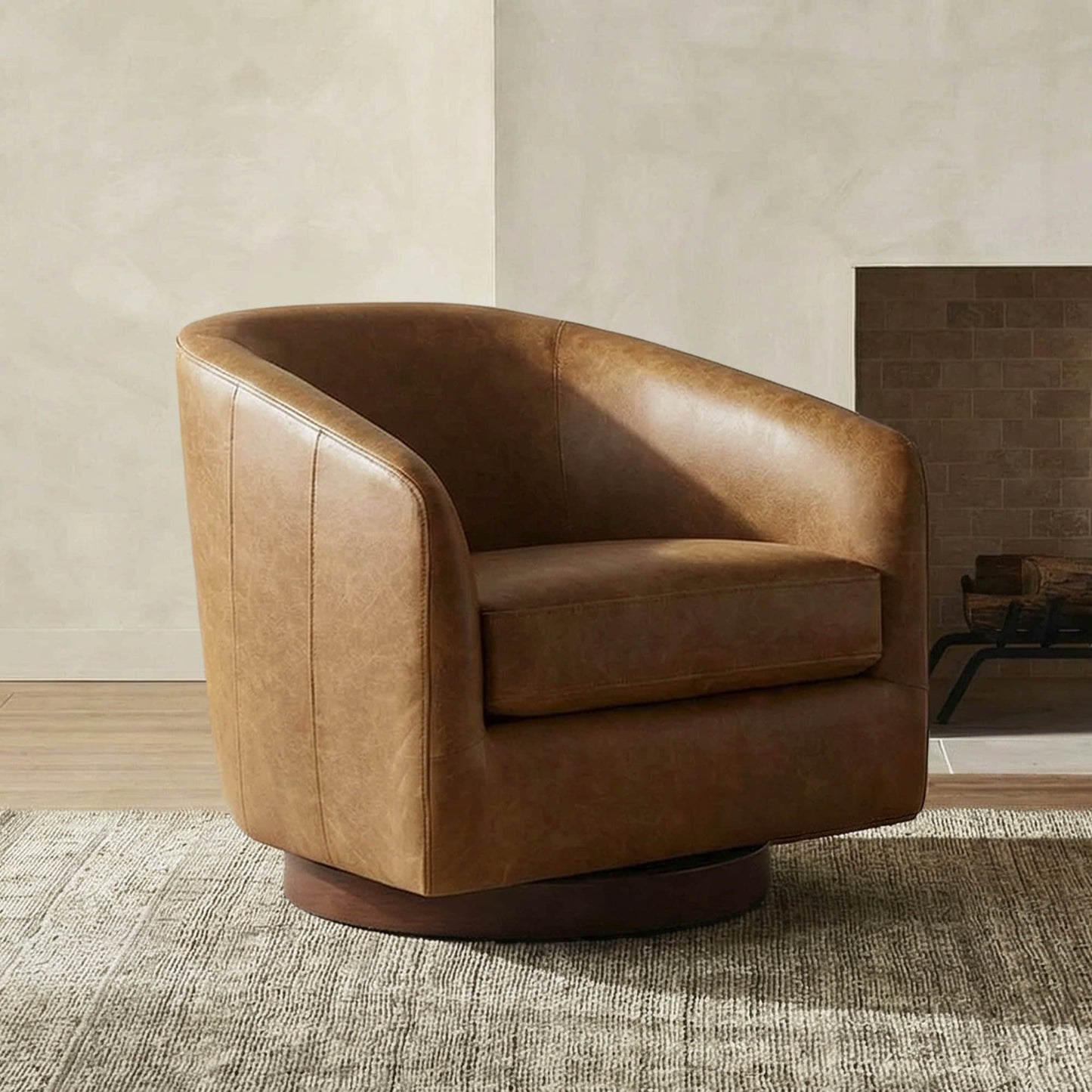 Modern Swivel Accent Chair with Soft Fabric Upholstery