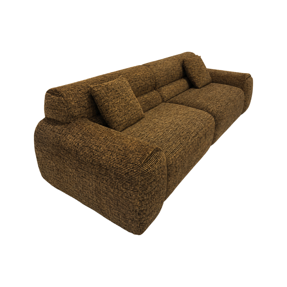 4 Seater Sofa in Cognac with Sleek Armrests