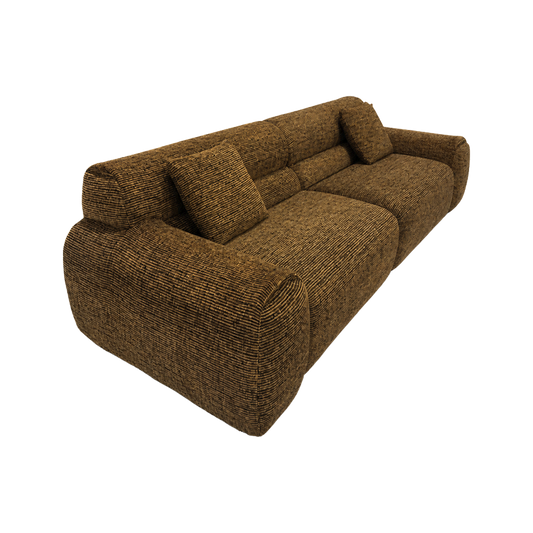 4 Seater Sofa in Cognac with Sleek Armrests