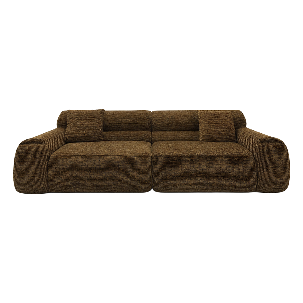 4 Seater Sofa in Cognac with Sleek Armrests
