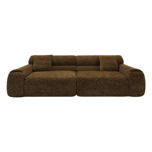 4 Seater Sofa in Cognac with Sleek Armrests