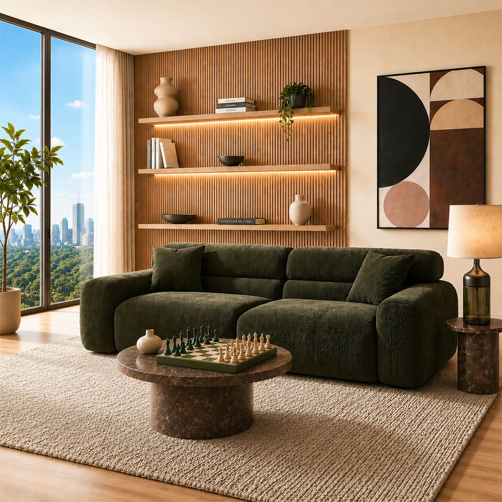 4 Seater Sofa in Green with Contemporary Design