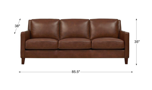 3-Seater Leather Sofa in Pecan Brown with Clean Lines