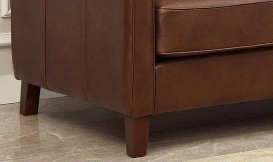 3-Seater Leather Sofa in Pecan Brown with Clean Lines