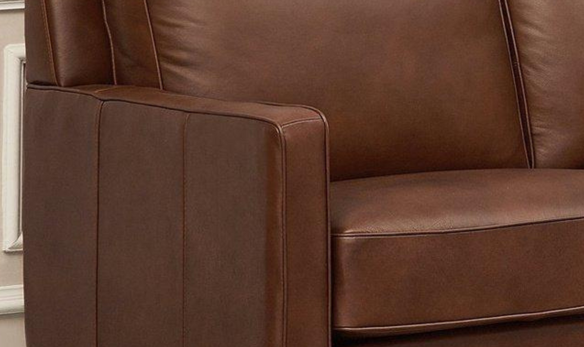 3-Seater Leather Sofa in Pecan Brown with Clean Lines