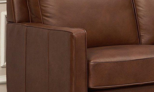 3-Seater Leather Sofa in Pecan Brown with Clean Lines