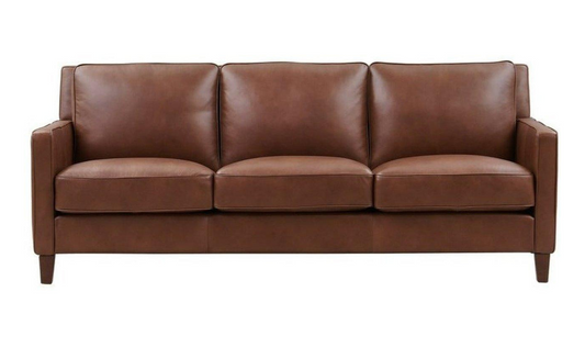 3-Seater Leather Sofa in Pecan Brown with Clean Lines