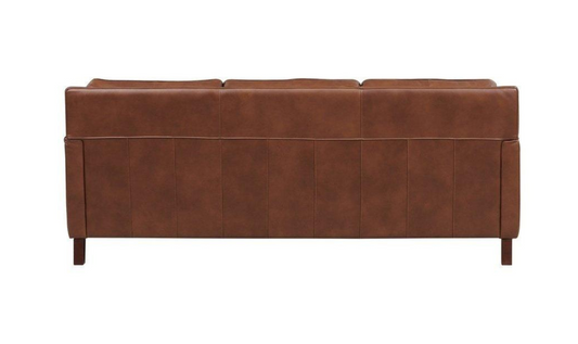 3-Seater Leather Sofa in Pecan Brown with Clean Lines