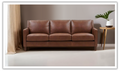 3-Seater Leather Sofa in Pecan Brown with Clean Lines