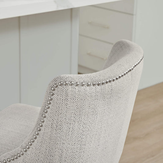 Swivel Bar Stool with Nailhead Trim and Wooden Seat
