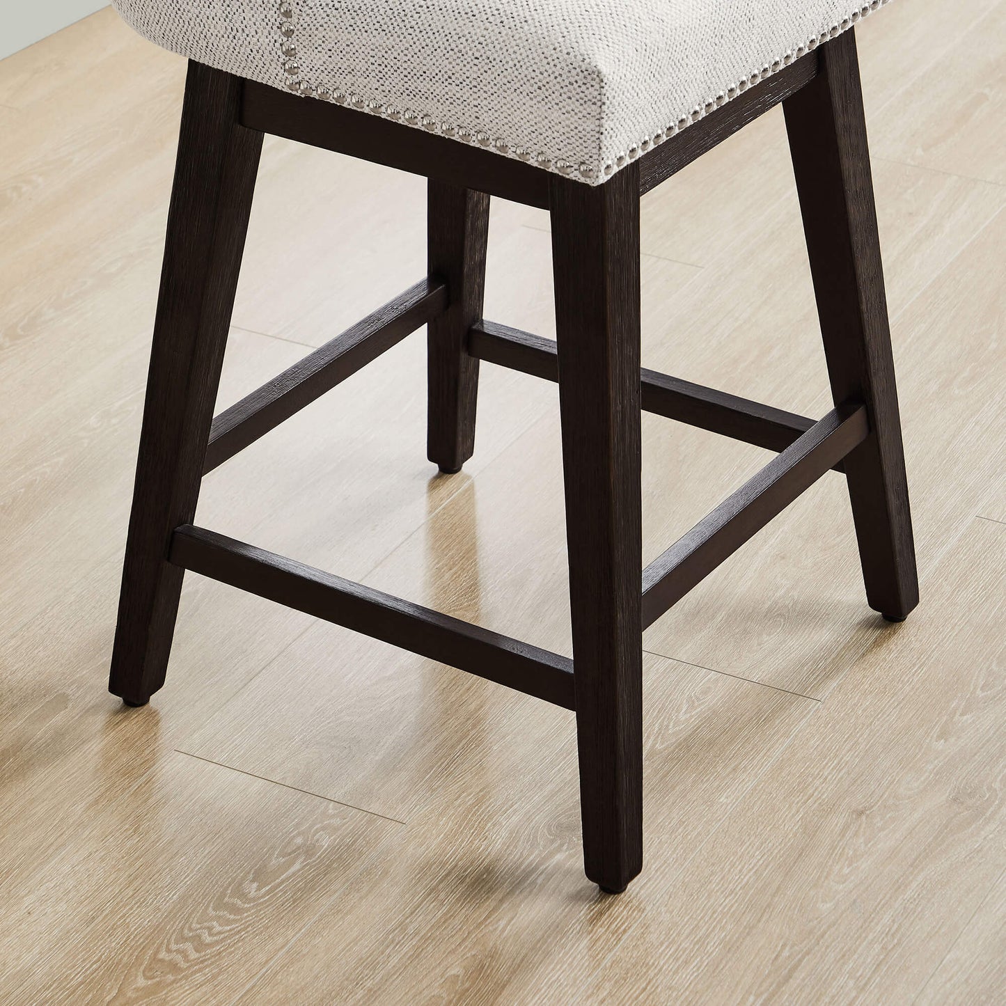 Swivel Bar Stool with Nailhead Trim and Wooden Seat