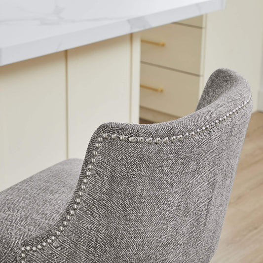 Swivel Bar Stool with Nailhead Trim and Wooden Seat