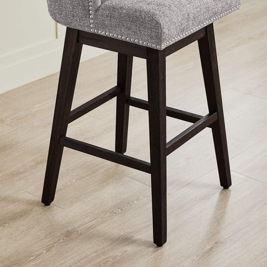 Swivel Bar Stool with Nailhead Trim and Wooden Seat