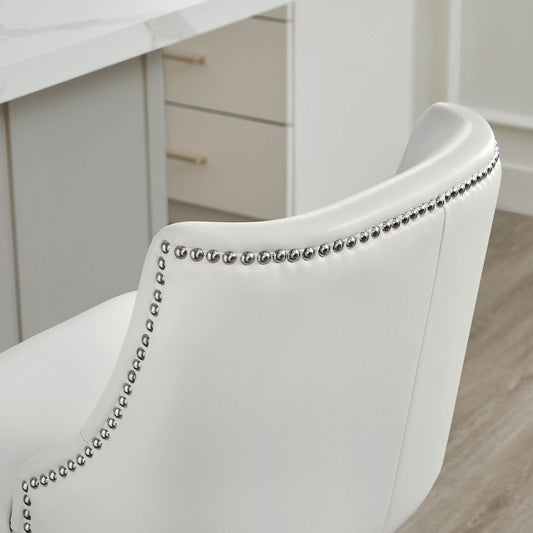 Swivel Bar Stool with Nailhead Trim and Wooden Seat