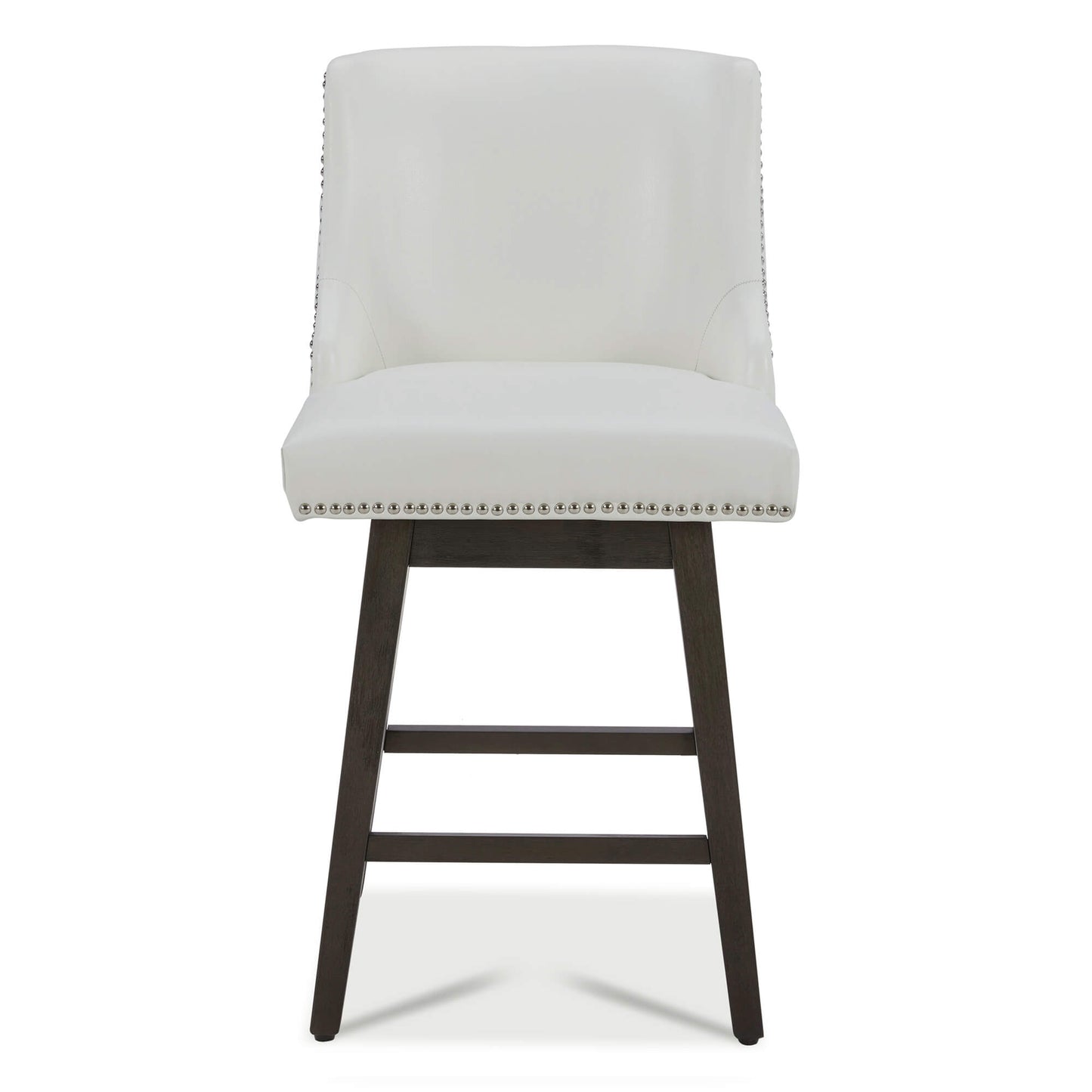 Swivel Bar Stool with Nailhead Trim and Wooden Seat