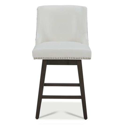 Swivel Bar Stool with Nailhead Trim and Wooden Seat