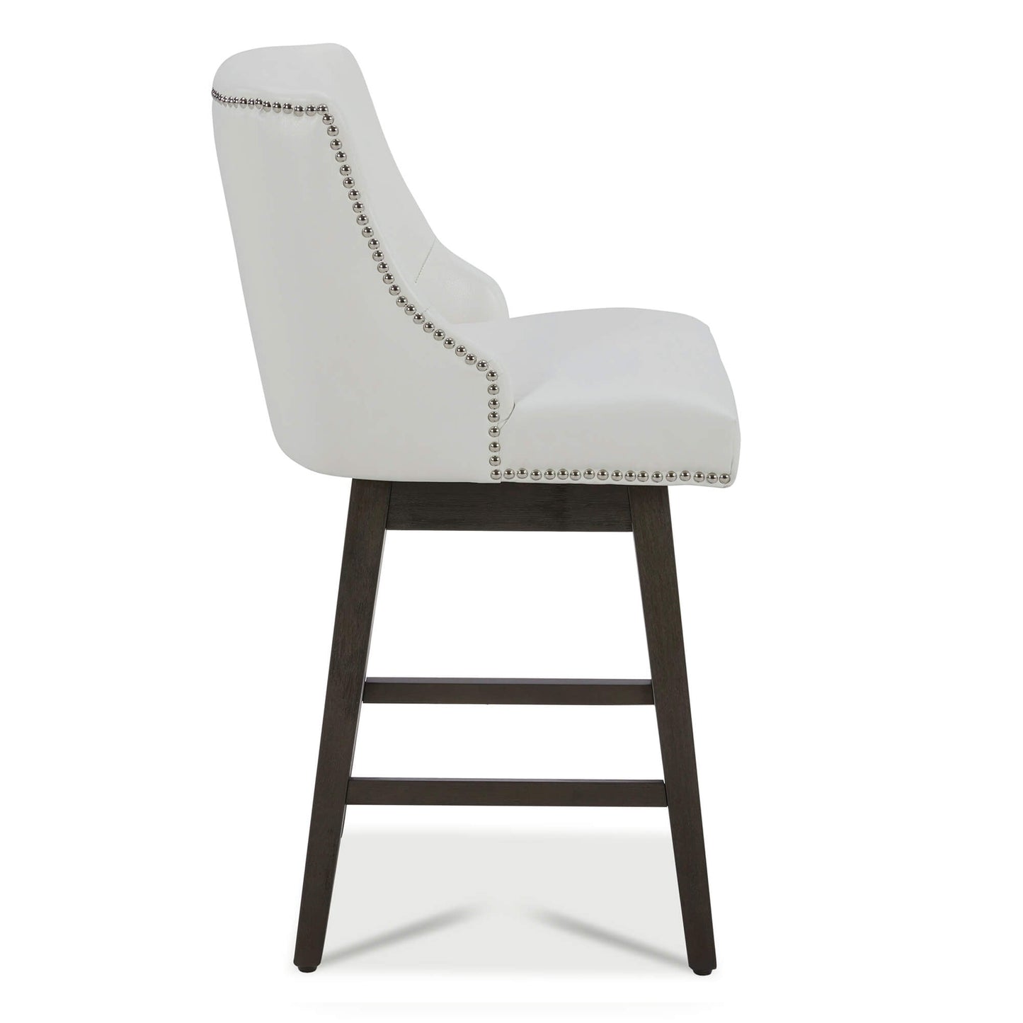 Swivel Bar Stool with Nailhead Trim and Wooden Seat