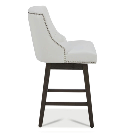 Swivel Bar Stool with Nailhead Trim and Wooden Seat