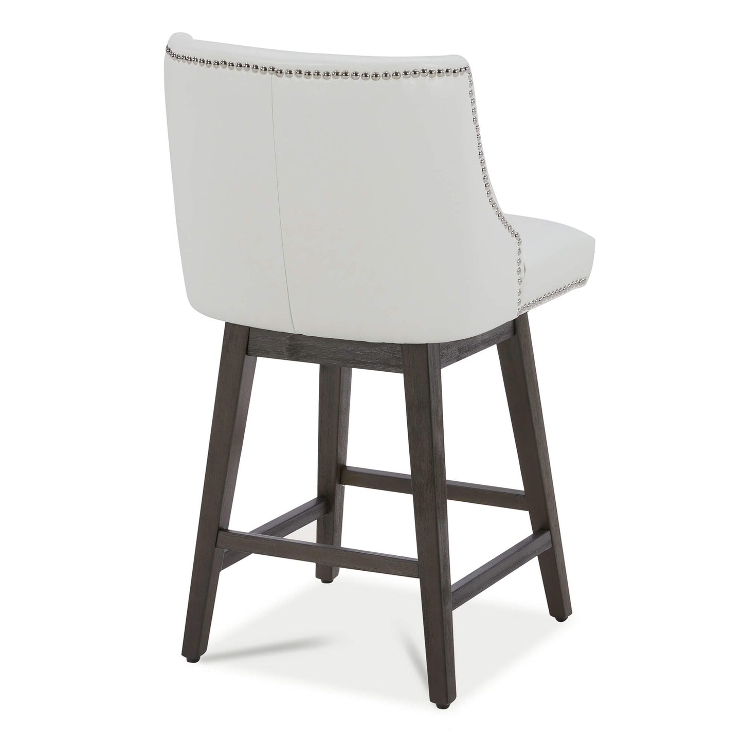 Swivel Bar Stool with Nailhead Trim and Wooden Seat