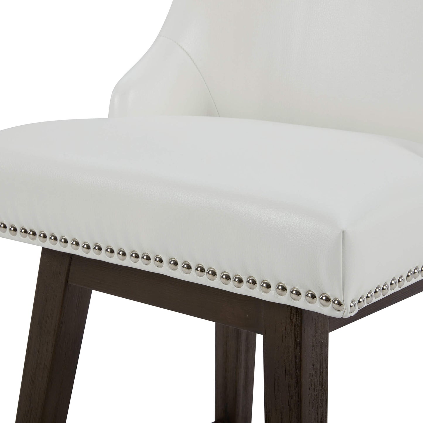 Swivel Bar Stool with Nailhead Trim and Wooden Seat