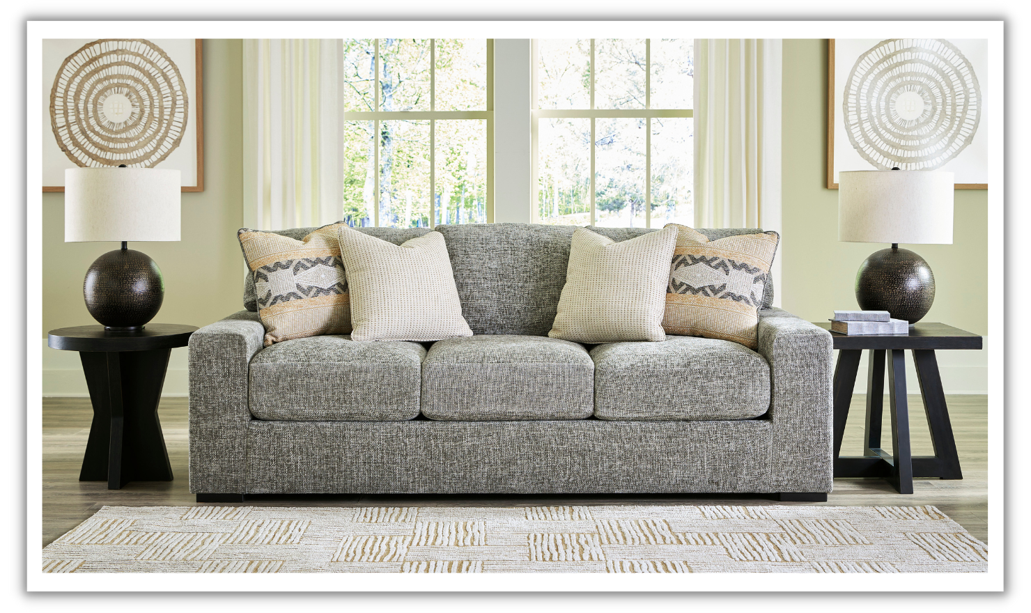 Dunmor 3 Seater Fabric Sofa with Graphite Finish