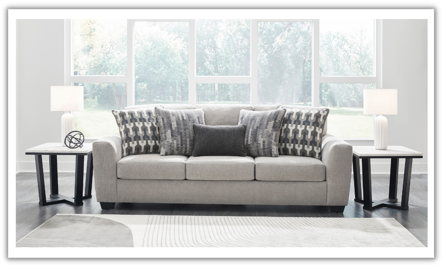 3-Seater Fabric Sofa with Box Cushions in Modern Heritage Design