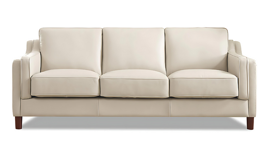 Leather 3-Seater Sofa with Curved Arms