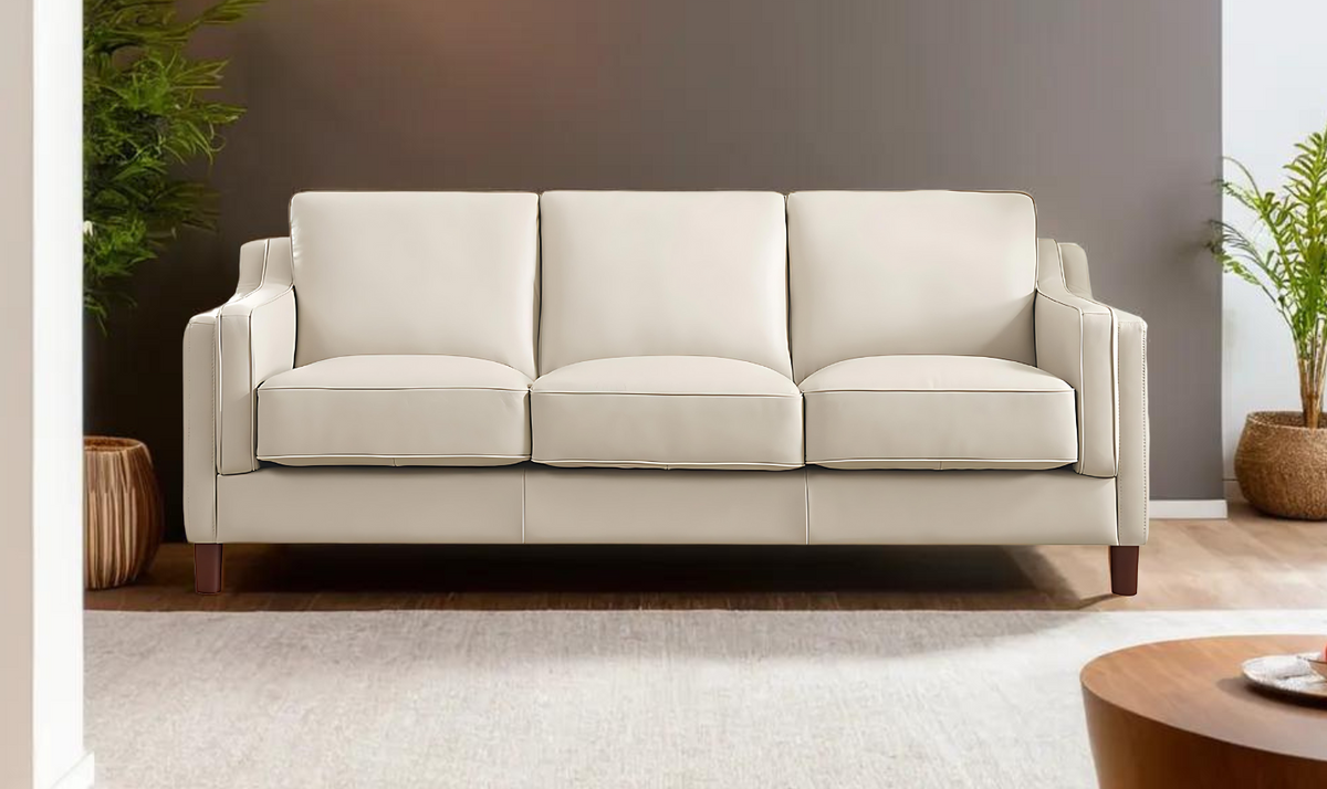 Leather 3-Seater Sofa with Curved Arms