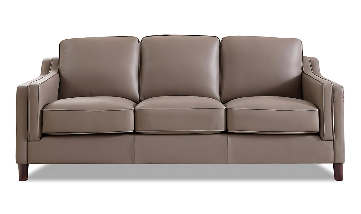 Leather 3-Seater Sofa with Curved Arms