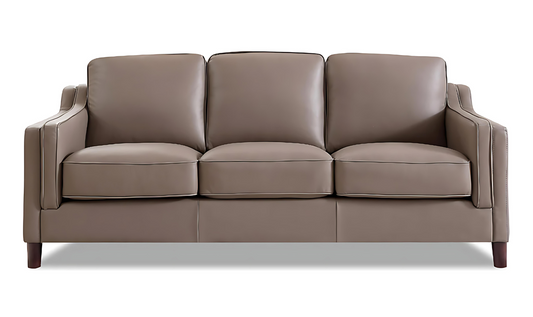 Leather 3-Seater Sofa with Curved Arms