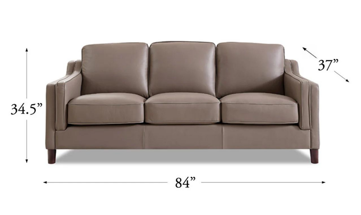 Leather 3-Seater Sofa with Curved Arms