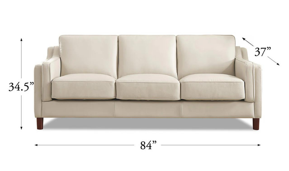 Leather 3-Seater Sofa with Curved Arms