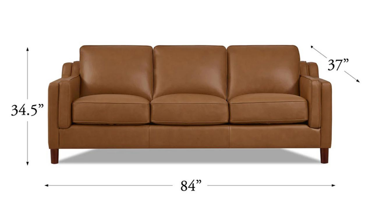 Leather 3-Seater Sofa with Curved Arms