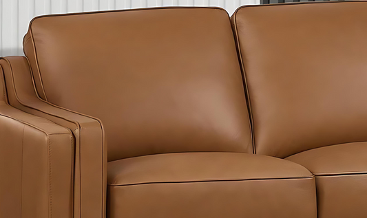 Leather 3-Seater Sofa with Curved Arms